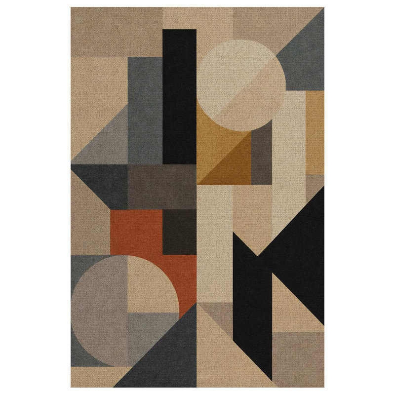 Gustin Collection Digital Print Cotton-Polyester Brown Multicolor Geometric Rug, Runner 3'4" x 14'10"