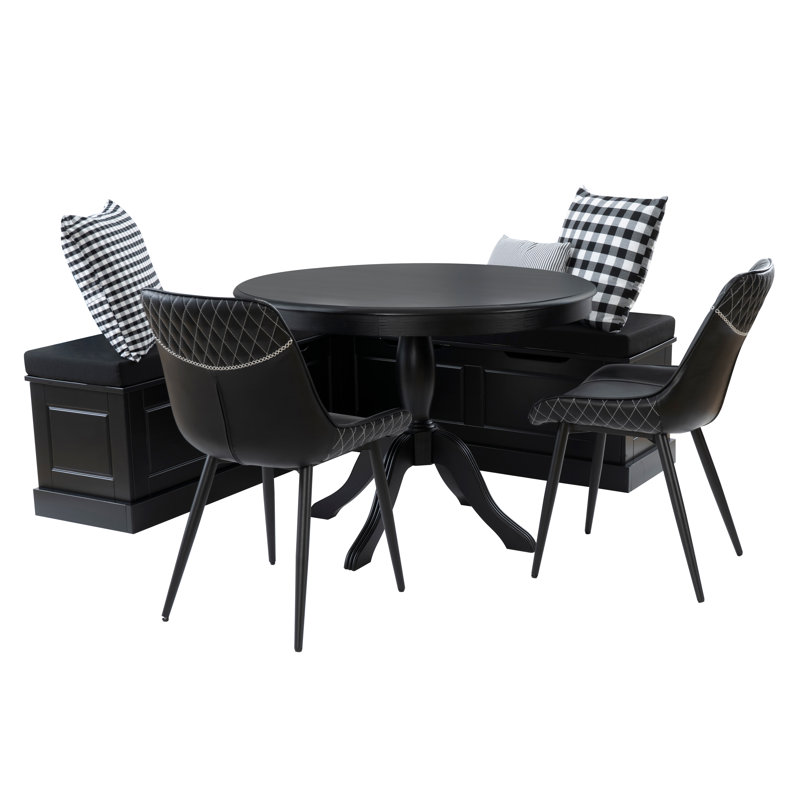Ensemble de coin-repas 5 pièces Selby, Noir