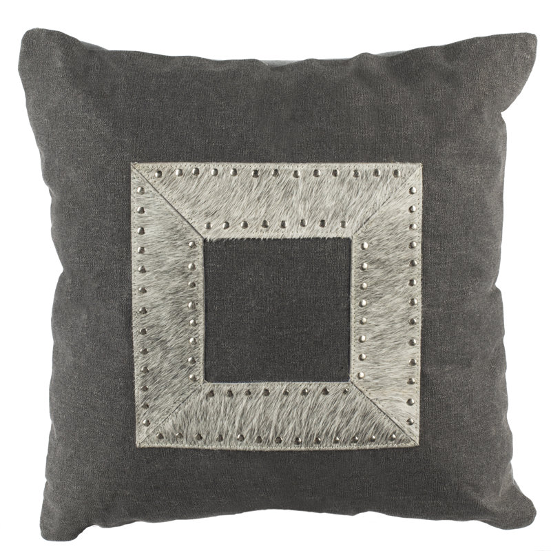 Geometric Leather/Suede Throw Pillow