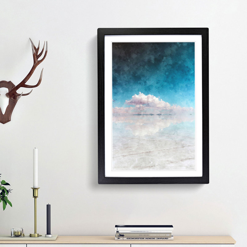 Salar de Uyuni Salt Flat in Bolivia Abstract - Picture Frame Graphic Art Print, 45cm H x 33cm W x 2cm D, Black Framed