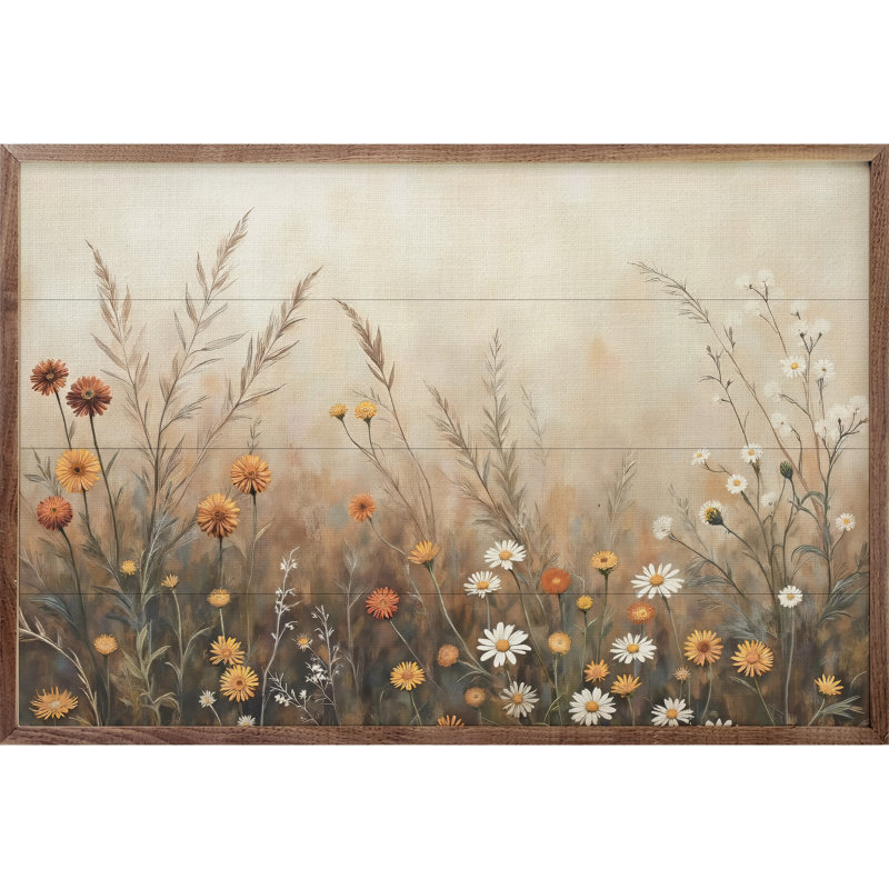 Champ d'automne avec mamans et marguerites, H 10 po x l 16 po