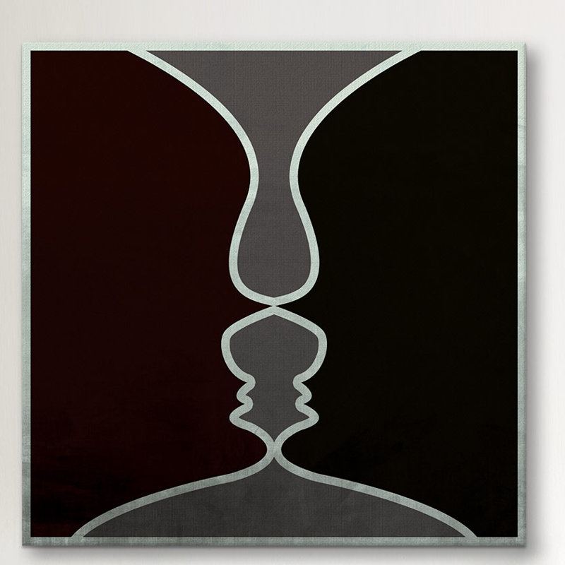 Albree Modern Face to Face, impression sur toile, H 26 po x l 26 po x P 1,5 po, Pas de tapis, Toile tendue