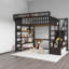 Lit mezzanine avec rangement, structure en métal noir, chambre d'enfant moderne pour économiser de l'espace