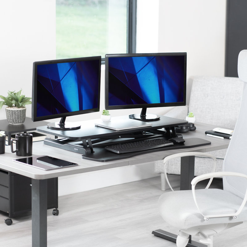 VIVO Height Adjustable Standing Desk Converter (DESK-V000K Series), Black/Black, 36"