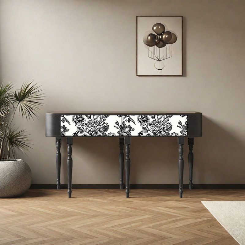Console rétro avec 2 tiroirs, H 31,5 po x l 62,99 po x P 15,75 po