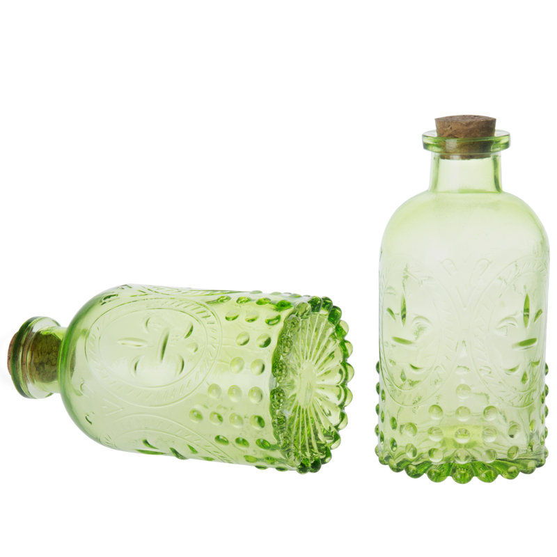 Green Glass Decorative Bottle