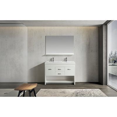 Ensemble de meuble-lavabo de salle de bain double 48 po avec miroir Stitt