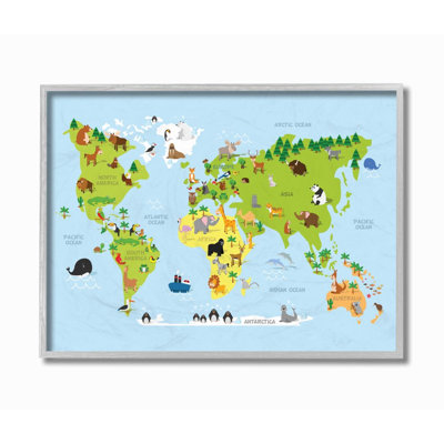 " World Map Cartoon And Colorful " Graphic Art Print