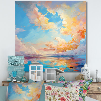 Turquoise, nuage, charme vif - imprimé