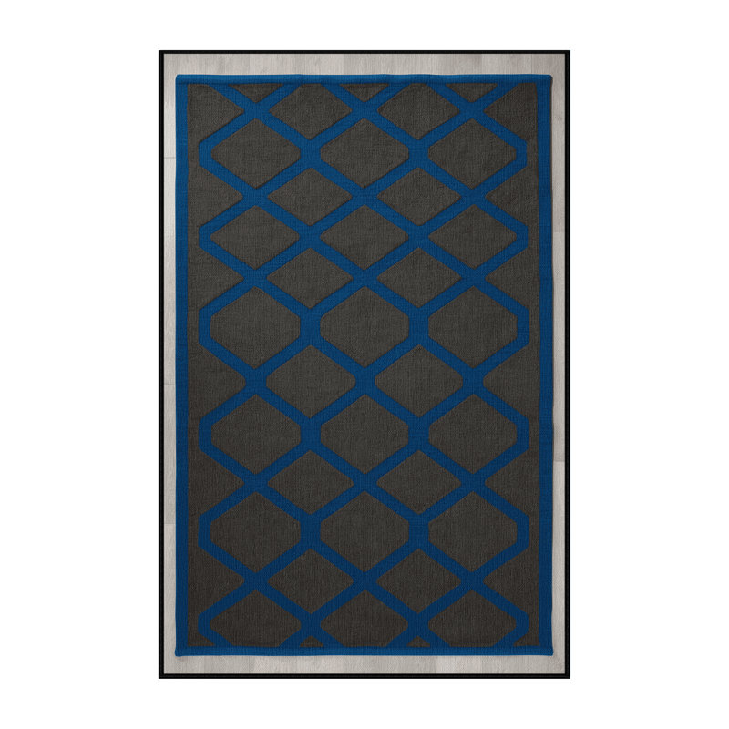 Machine Washable Trellis Black Area Rug, Rectangle 2' x 3'
