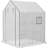 4.6' X 4.7' Portable Greenhouse, Water/UV Resistant Walk-In Small Outdoor Green House With 2 Tier U-Shaped Flower Rack Shelves, Roll Up Door & Windows, White-123051919-123051922