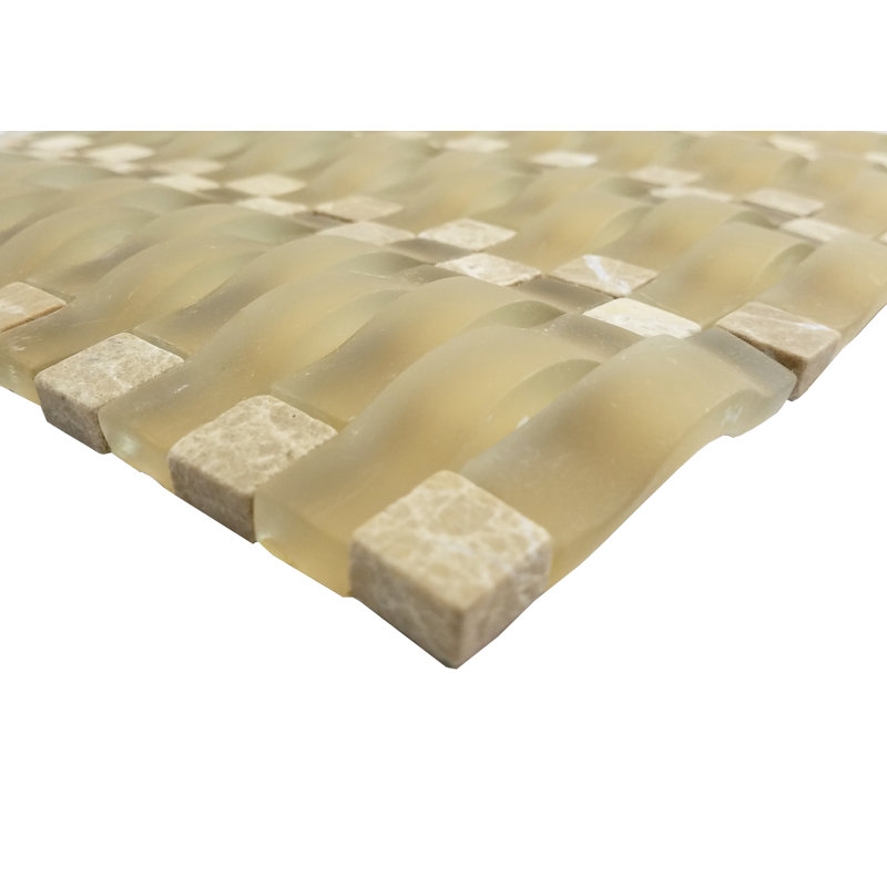 3D Wave 12 in. x 12 in. Glass & Stone Multi Finish Mosaic Decorative Kitchen & Bathroom Wall Tile