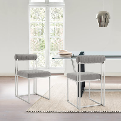 Chaise de salle à manger sans accoudoirs avec dossier bas et structure en métal Mirosava