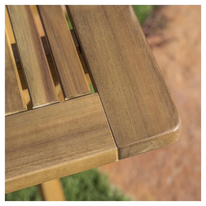 Ensemble repas d'extérieur 5 pièces en bois d'acacia naturel avec table pliante et 4 chaises, Brown