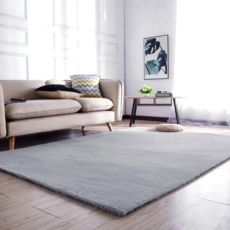 Agustin Solid Colour Faux Fur Shag Area Rug, Rectangle 120 x 160cm