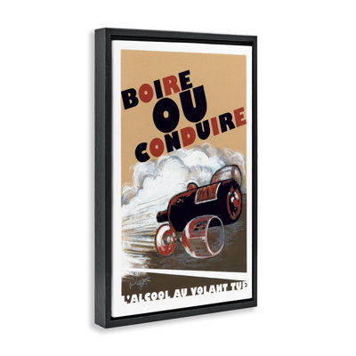 "French Don't Drink & Drive", art mural sur toile flottant gris, design par Jean-Pierre Got