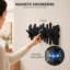 Porte-manteau mural en bambou à plusieurs crochets - Crochets décoratifs modernes et uniques, gain de place, avec 4 crochets rabattables pour suspendre manteaux et décorations de Noël, noir