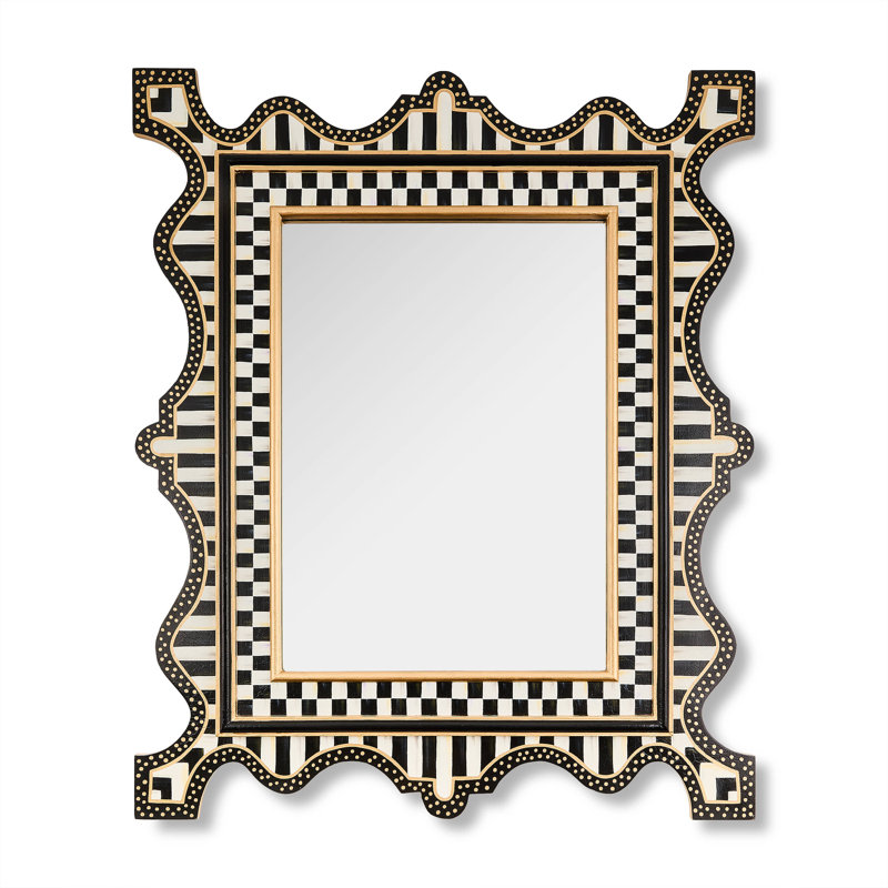 Courtly Check & Stripe Large Wall Mirror, 38.5" x 32"