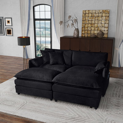 Canapé modulaire à assise profonde avec 2 repose-pieds et coussins moelleux pour un confort personnalisable dans les salons ou les appartements.