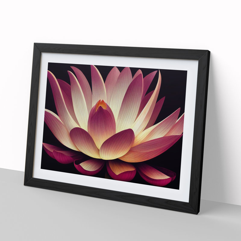 Adorable Lotus Flower - Single Picture Frame Painting, Black Framed, 25cm H x 34cm W x 2cm D