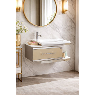 Ensemble de meuble-lavabo de salle de bain simple fixé au mur 37 po Donatello