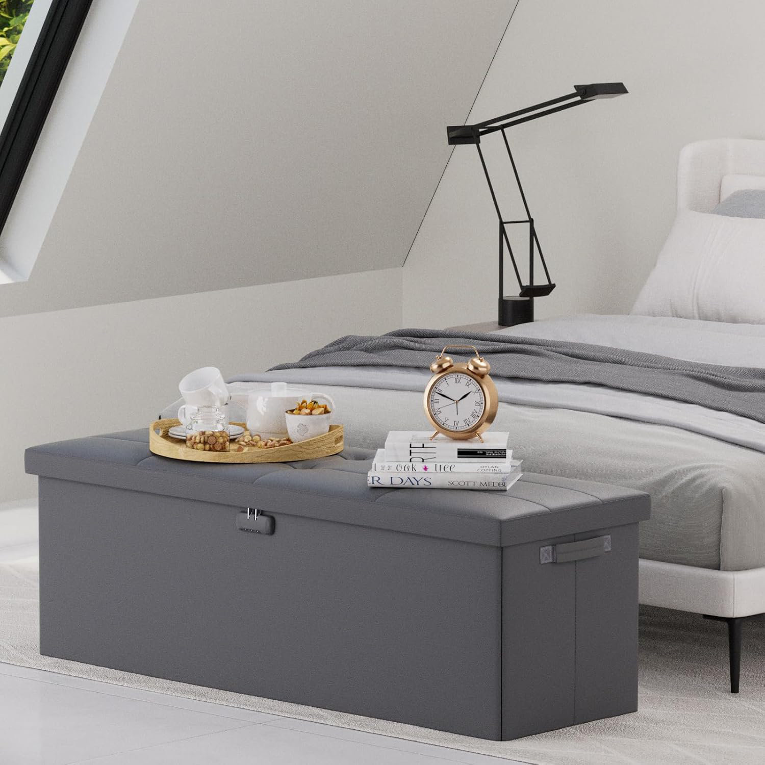 Latitude Run® Storage Ottoman Bench,Fireproof&Waterproof Folding