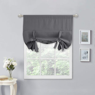NICETOWN Blackout Thermal Insulated Short Curtain Tie Up Shade for Small Window, Window Valance Balloon Roman Blind (Rod Pocket 1 Panel)