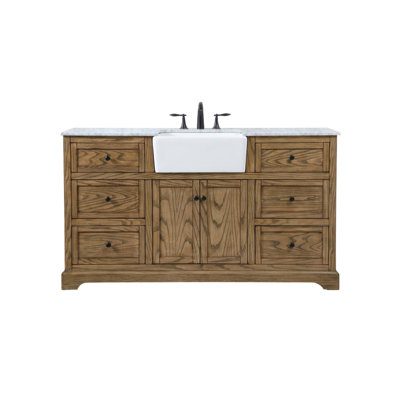 Pardue 60'' Single Bathroom Vanity with Marble Top