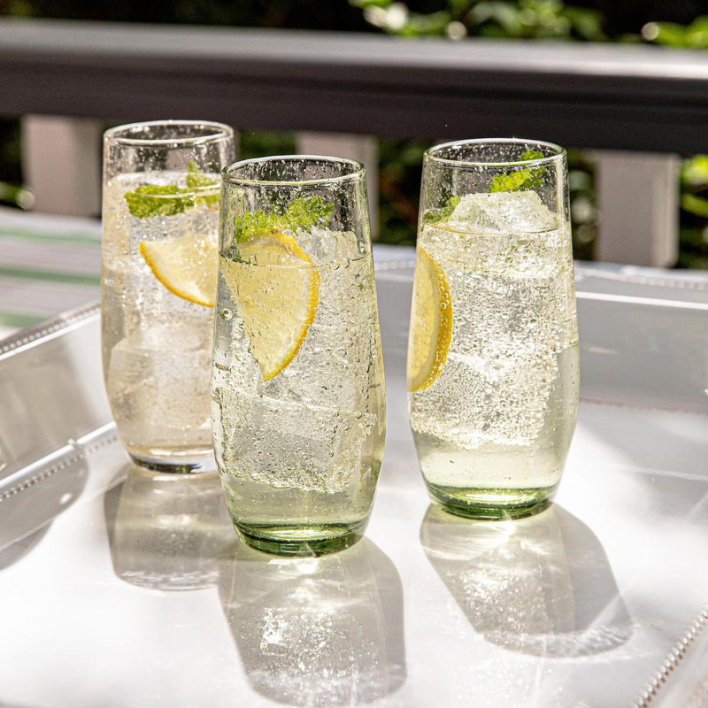 Provence Stemless Flute, Clear/Basil