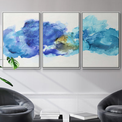 Waterscape I, ensemble de 3 toiles encadrées