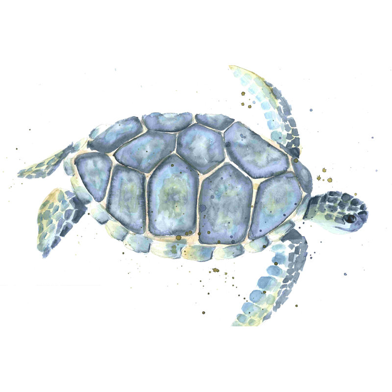" Watercolor Sea Turtle " Painting Print, 8" H x 12" W