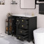 Meuble-lavabo autoportant de 36 po de couleur verte avec lavabo en céramique et deux portes à fermeture douce, tablettes réglables et trois tiroirs-845476383
