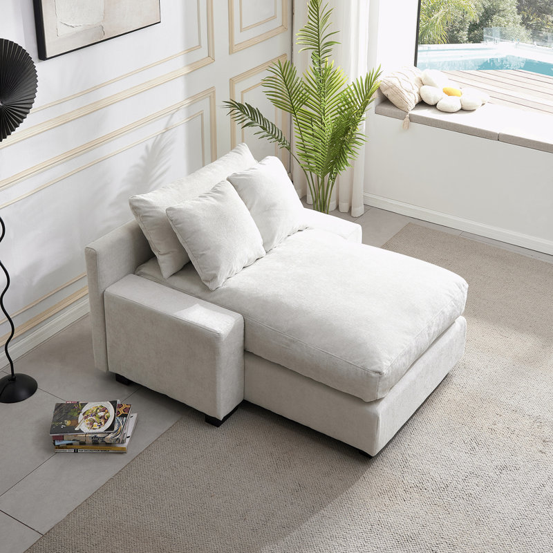 Canapé-lit en chenille, Chenille beige