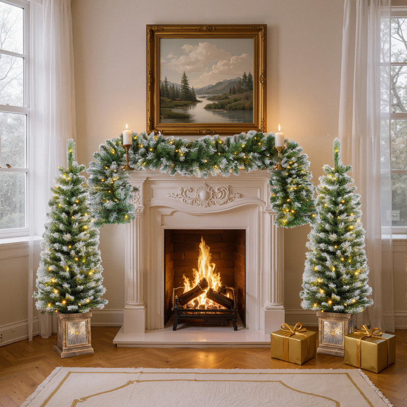 Ensemble de Noël 3 pièces avec 2 arbres d'entrée et lumières DEL