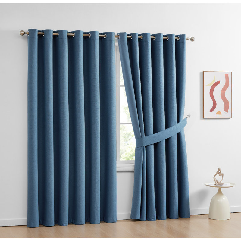 Rubiana Room Darkening Curtain Panel Pair, Blue, 17cm H x 17cm W