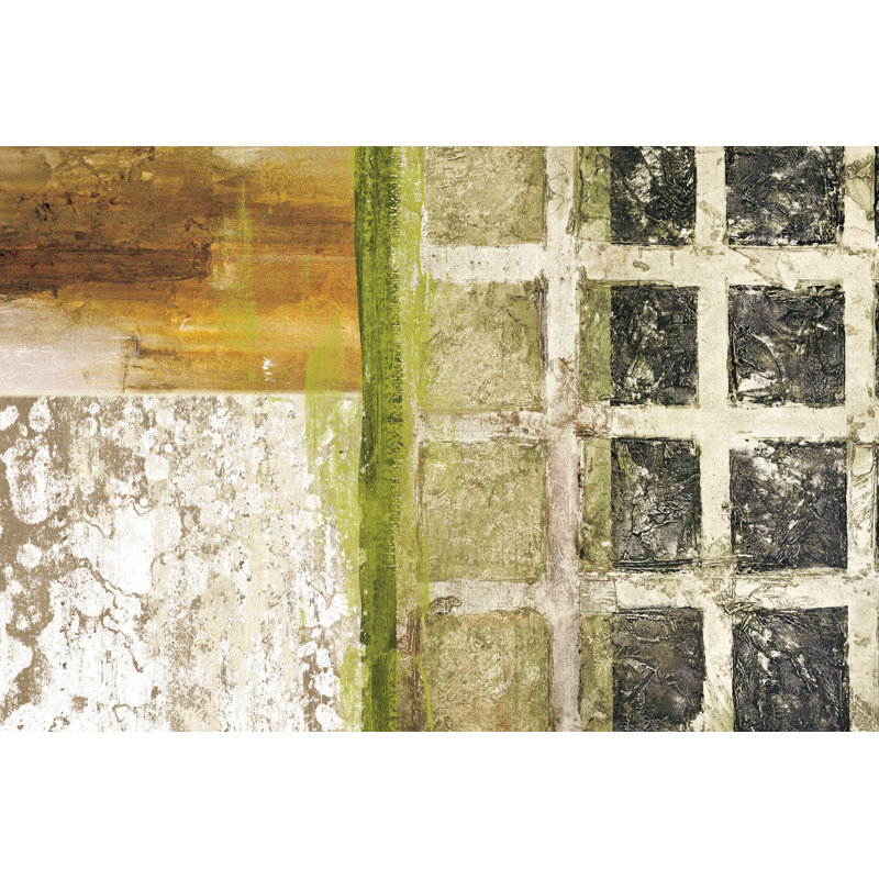 Brown Green Quads - Wrapped Canvas Painting, 61cm H x 91cm W x 3.8cm D