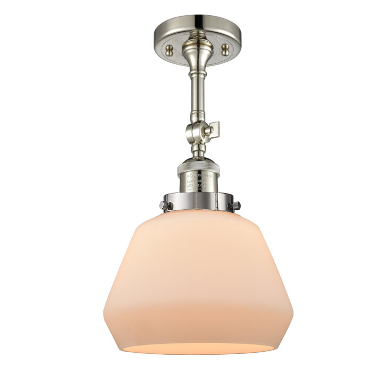 Chill Glass Semi Flush Mount, Polished Nickel, Matte White Cased