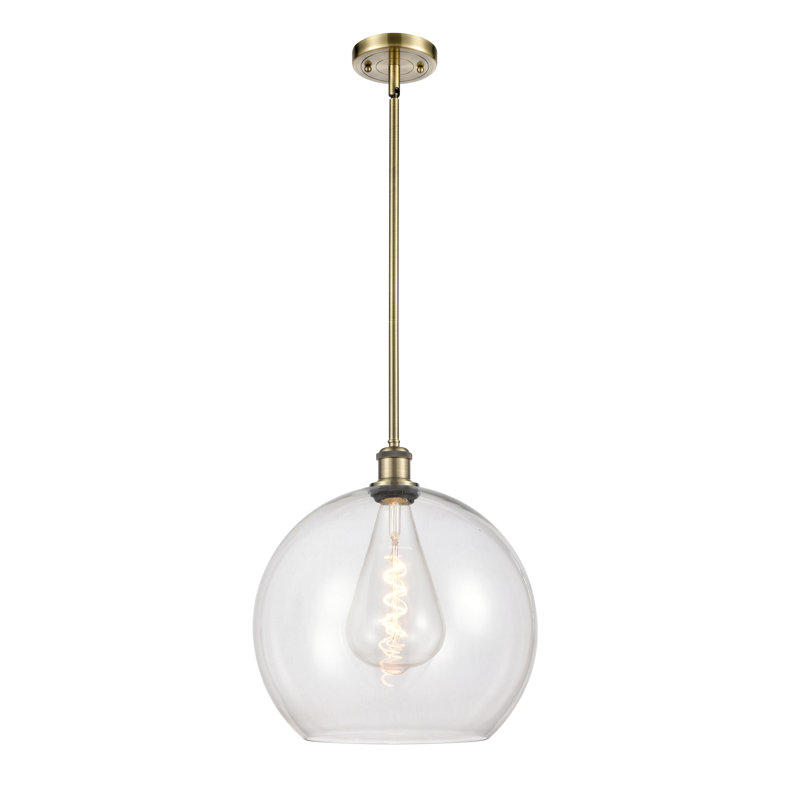 Luminaire suspendu sphère 1 lumière Ralph, Laiton antique, H 16,38 po x l 13,75 po x P 13,75 po