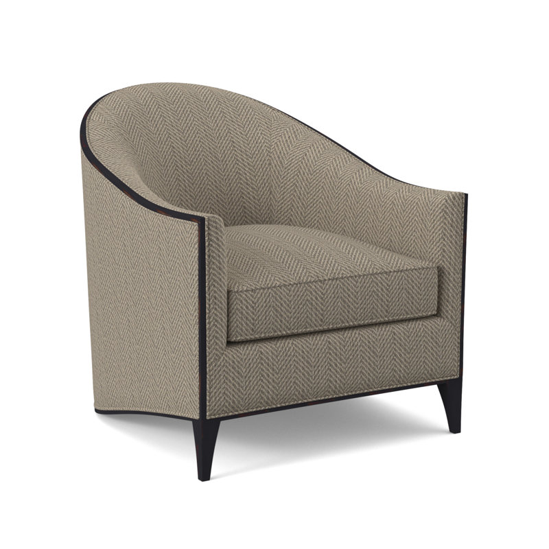 Atelier Sunbrella® Barrel Chair, Filigree Ivory 100% Polyester, Vintage Ebony