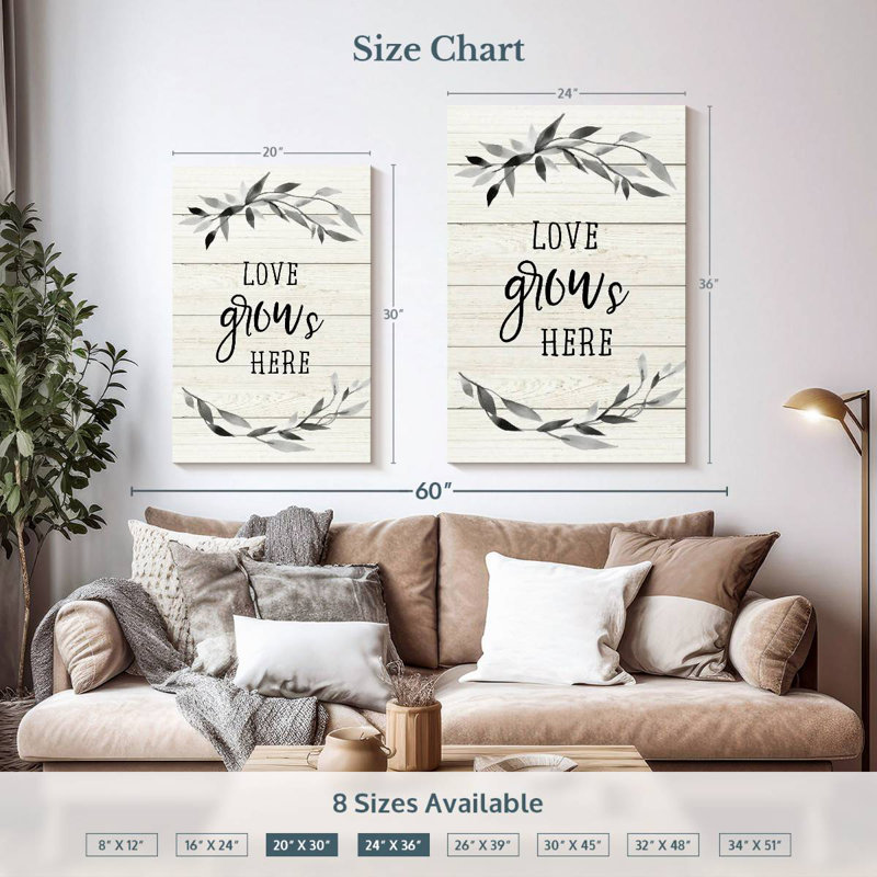 Kema Love Grows Wall Sign, 36" H x 24" W