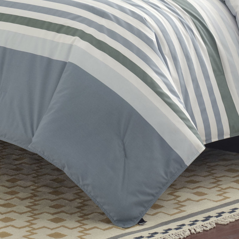 Ensemble de housse de couette en coton gris Nautica Lansier, Édredon double/grand et 2 taies décoratives
