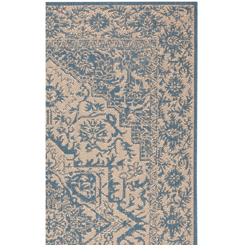 Danya Oriental Blue/Cream Indoor/Outdoor Area Rug, Runner 2'2" x 6'