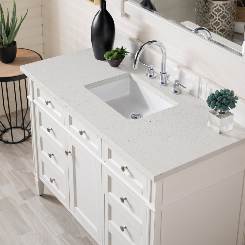 Brittany 48'' W Single Vanity, Bright White, Ethereal Noctis, 8" Widespread