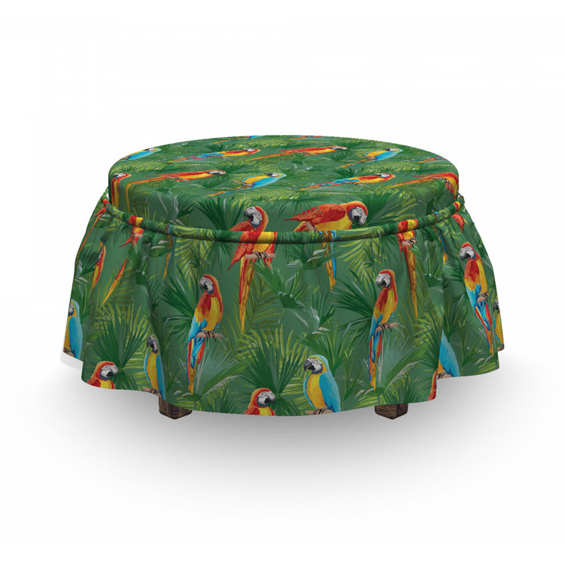 Housse pour repose-pieds rainforest avec perroquet oiseaux