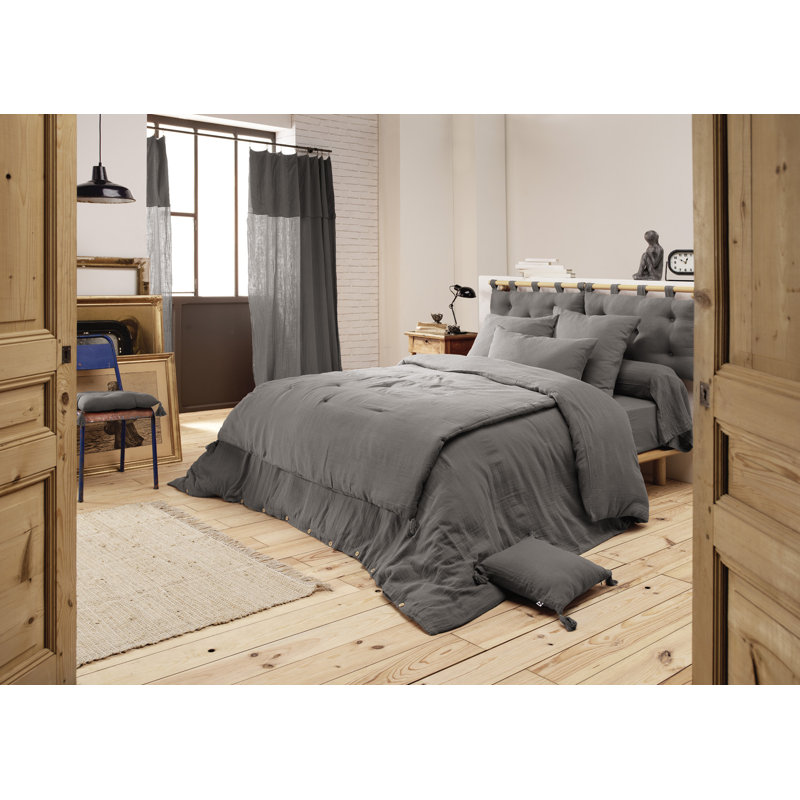 Knopp Cotton Solid Colour Duvet Cover, Super King Duvet Cover, Dark Grey