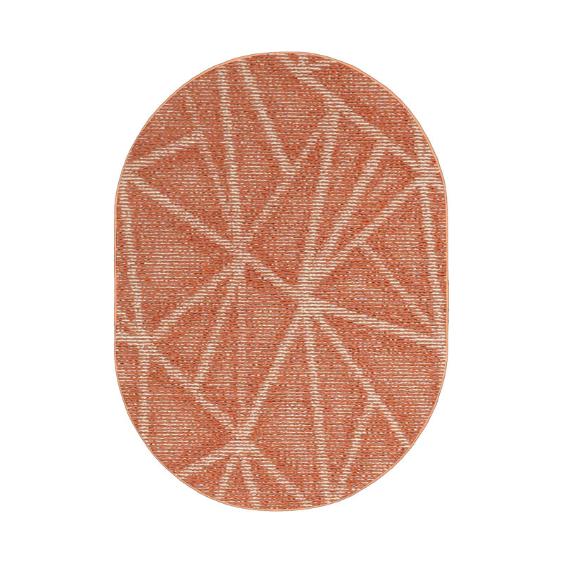 Tapis géométrique rouge mort cadu, Ovale 7 pi x 9 pi