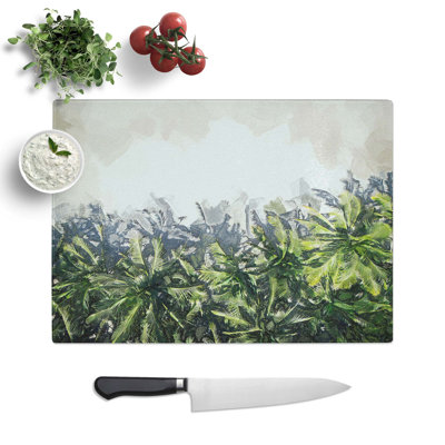 Tempered Glass Palm Trees the Beach Chopping Board