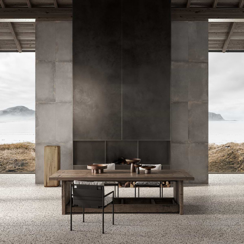 Kobe Flakes 24X24 Terrazzo Look Matte Porcelain Tile, Ice White