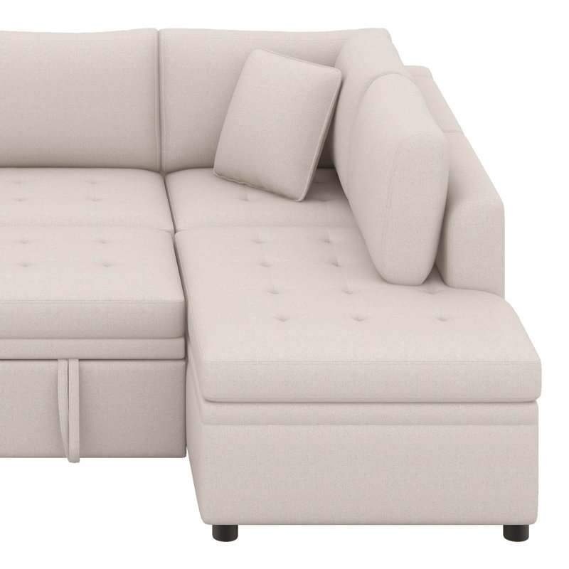 Canapé modulaire surdimensionné de 117,3 po, canapé en forme de U, canapé-lit coulissant avec deux coussins décoratifs, canapé modulaire en forme de U