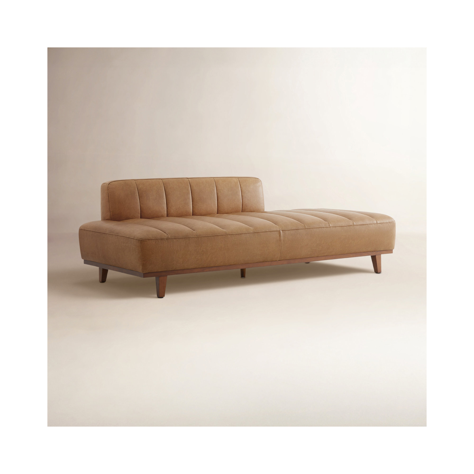 Novi Genuine Leather Upholstered Daybed, Marseille Brown Genuine Leather